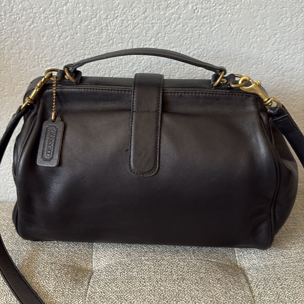 ❌ SOLD❌. Vintage Coach Leather  Hudson Doctor Bag rare BLK - Picture 2 of 13